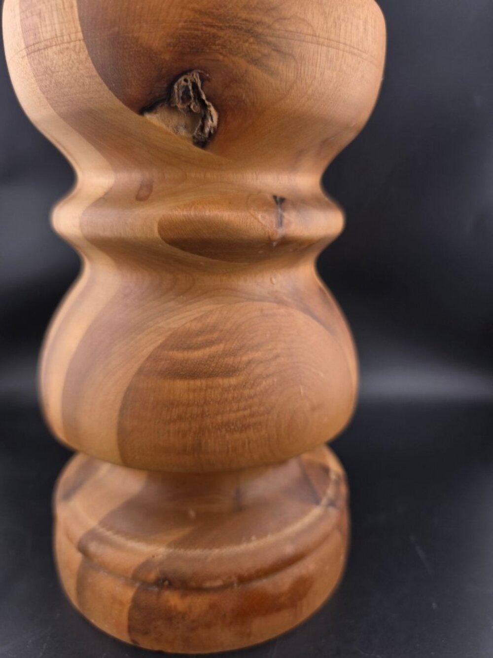 Handmade Turned Solid Wood Candle Holder 10" Tall Heavy - Picture 5 of 11